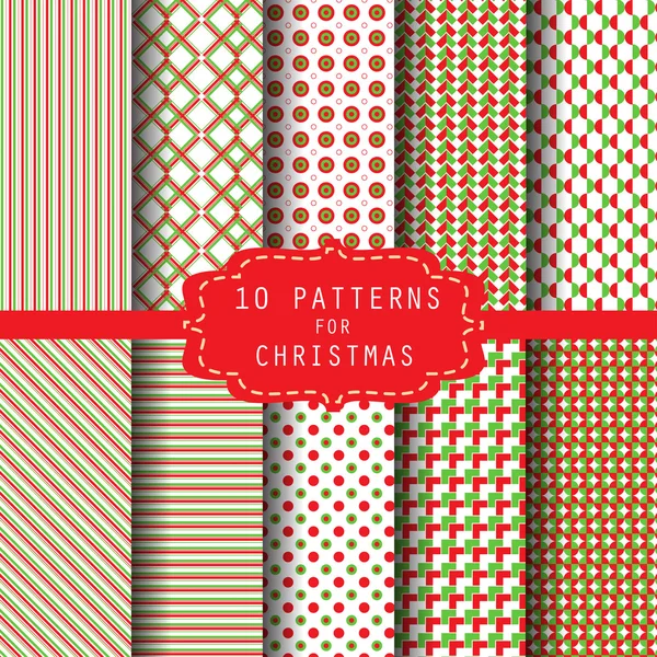 10 christmas patterns — Stock Vector