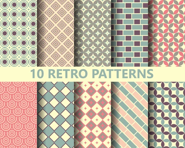 10 retro geometrische patronen — Stockvector