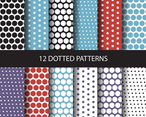 12 color dotted patterns — Stok Vektör