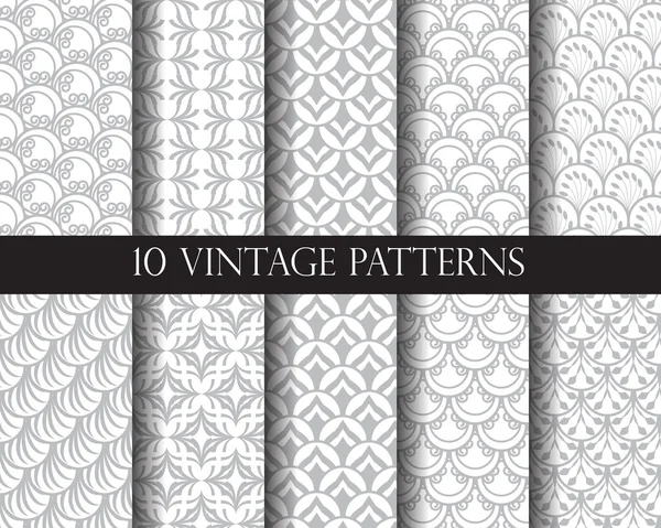 10 different classic traditional vector patterns — ストックベクタ