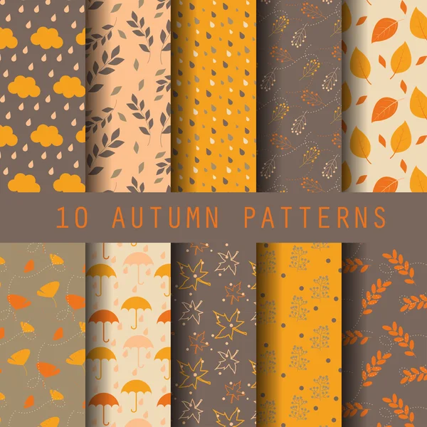 10 patrones de otoño — Archivo Imágenes Vectoriales