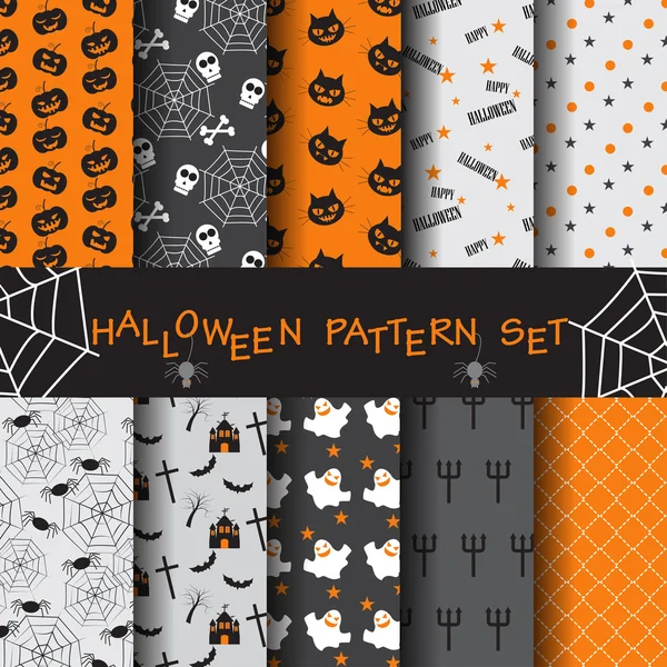 10 different halloween vector patterns — Stock Vector