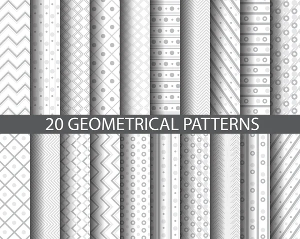 20 grau gepunktete und gestreifte Muster — Stockvektor