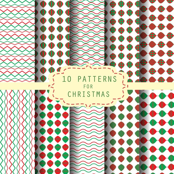 10 christmas and celebration patterns — Stock vektor