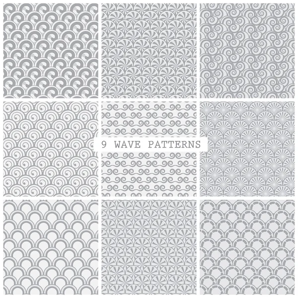 Gray wave traditional patterns — Stock Vector