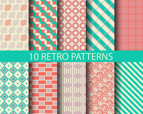 10 patrones geométricos retro — Archivo Imágenes Vectoriales