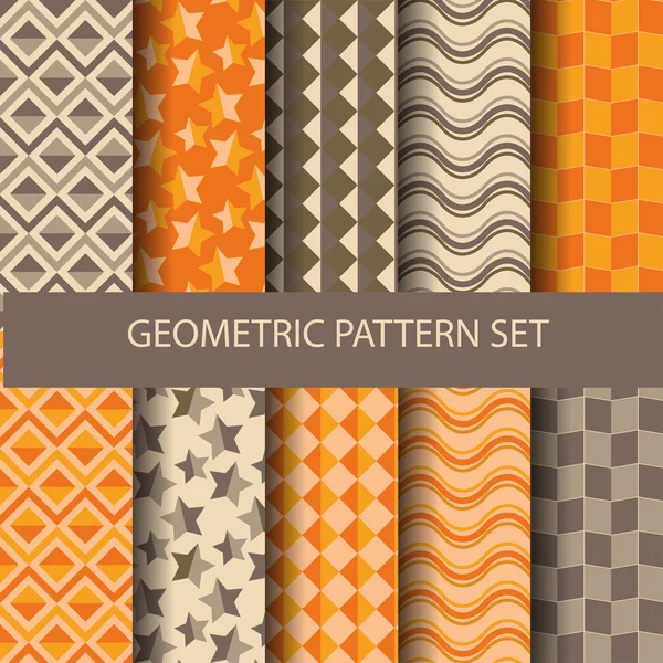 12 orange and brown geometric patterns — Stok Vektör