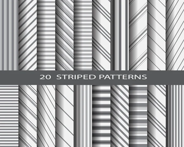 20 monochome striped patterns — Stockvector