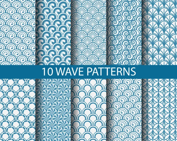 Traditional monachrome wave patterns — 스톡 벡터
