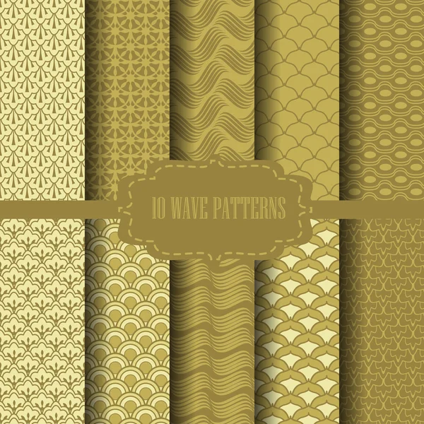 10 different classic waves patterns — Stockvector