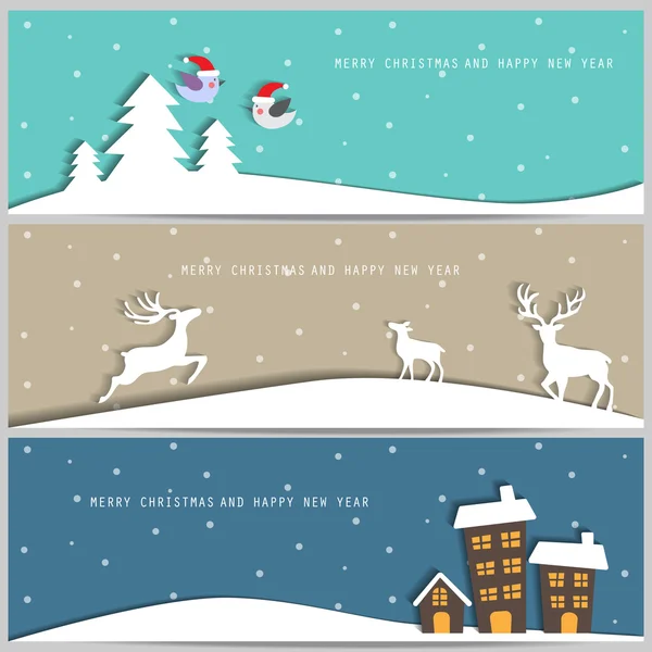 Merry christmas web page banners — Wektor stockowy