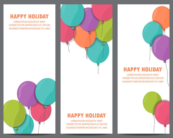 Holiday banners with colorful balloons — Stock Vector