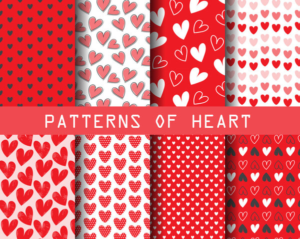 set of Heart and sweet patterns