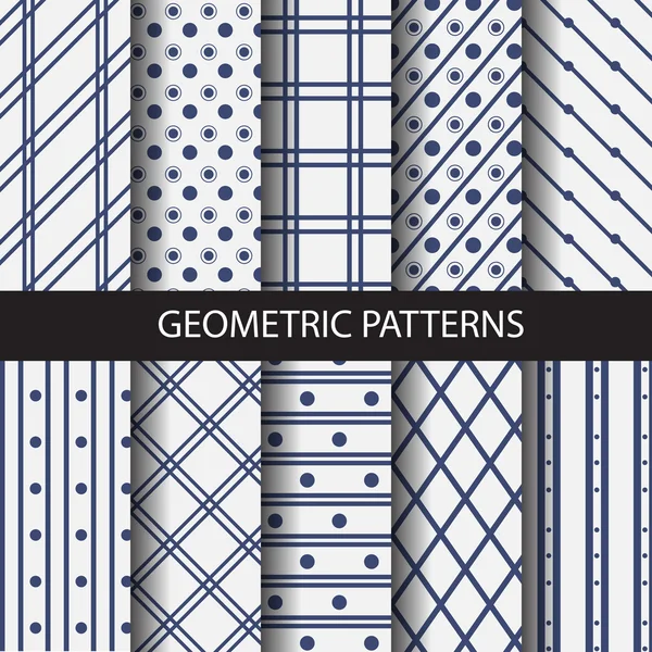 10 different dots and line patterns — Stok Vektör