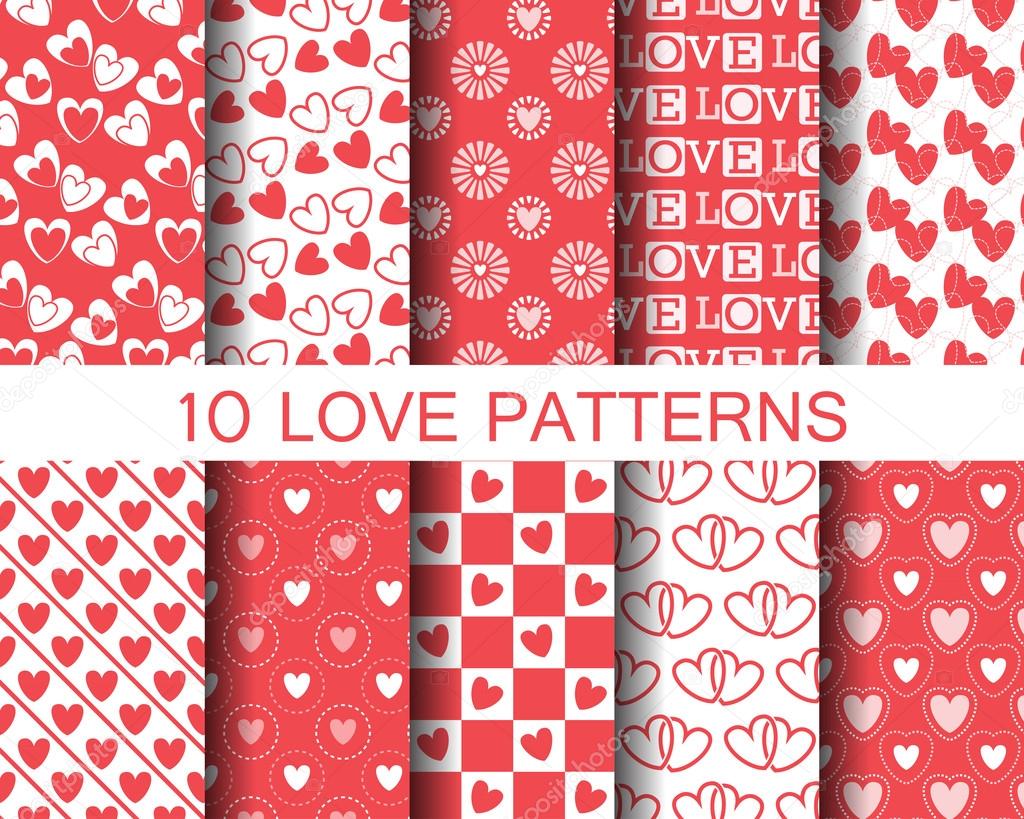 set of Heart and sweet patterns