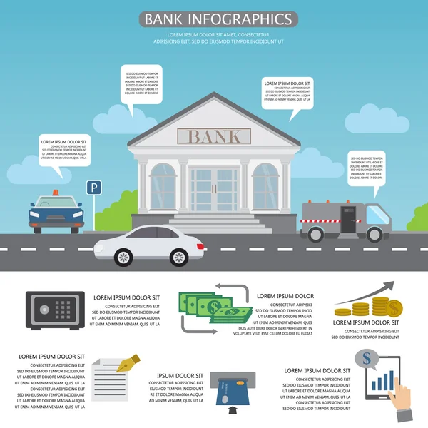 Bankinformationsgrafik Hintergrund, Text kann hinzugefügt werden — Stockvektor