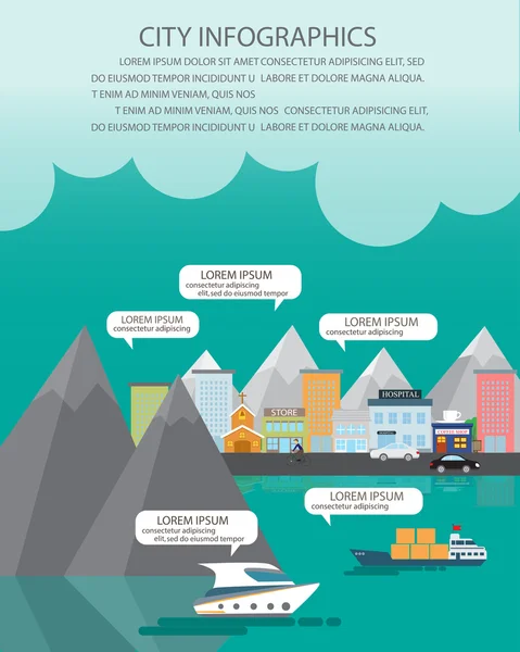 Infográficos da cidade, fundo vetorial — Vetor de Stock