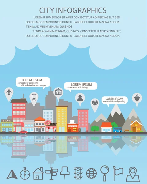 City infographics, vector background — Stockvector