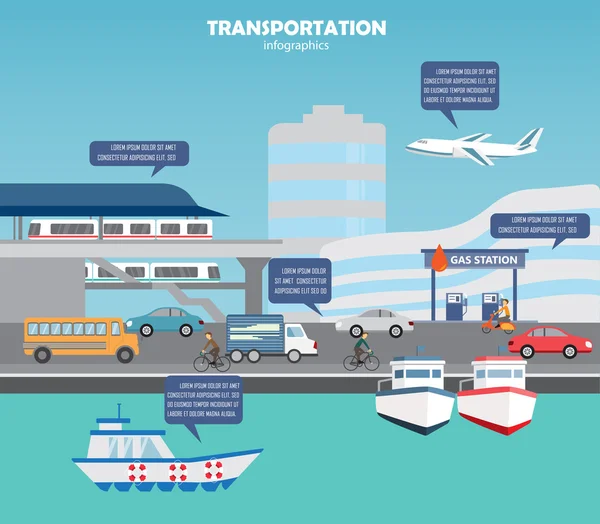 Transport w wielkim mieście infografiki, można dodawać tekst — Wektor stockowy