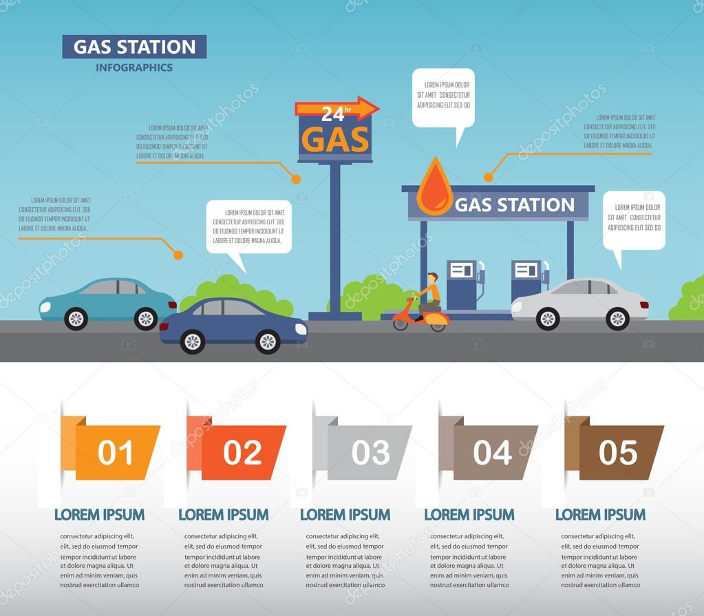 gas station infographics elements and backround. Can be used for