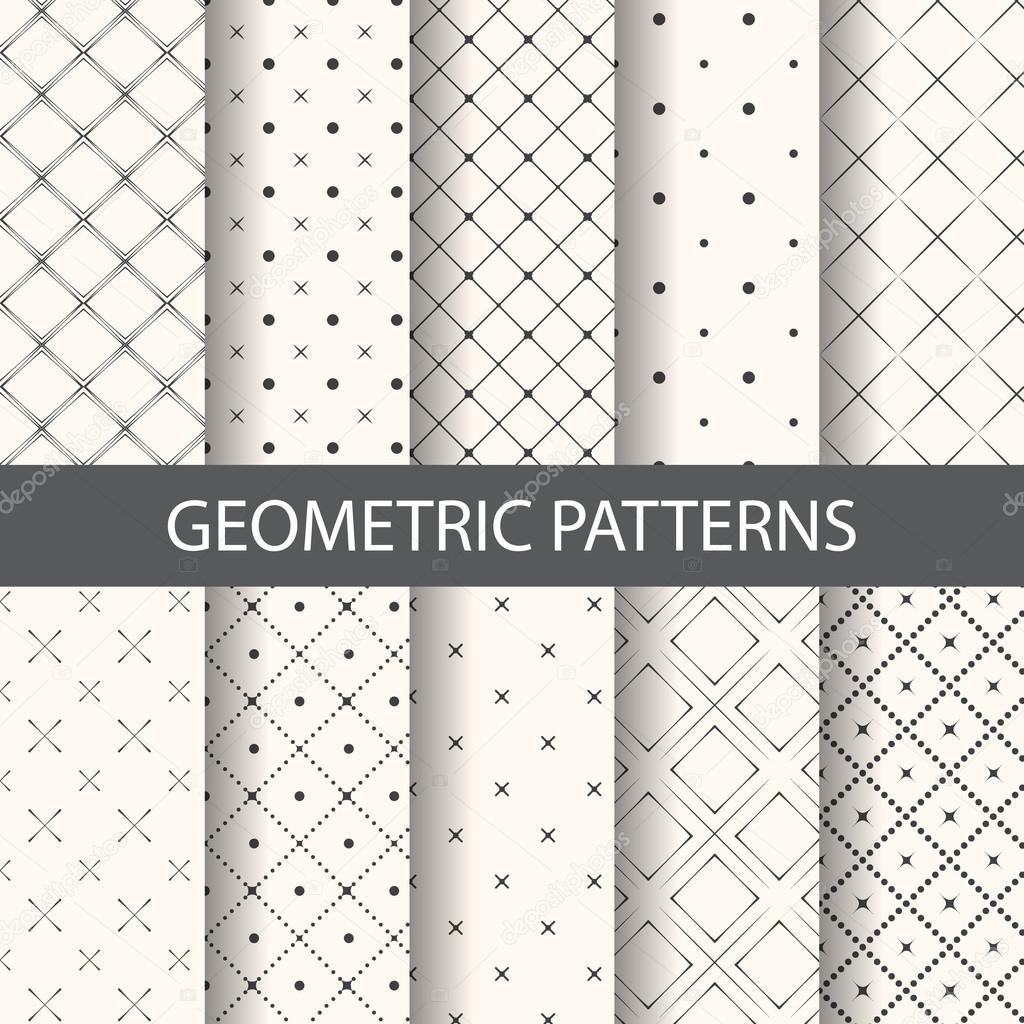 vector geometric pattern set, background and endless texture