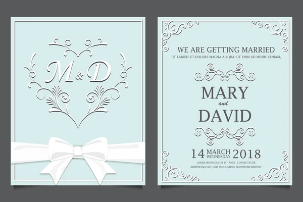 Düğün davetiye kartı, sevgi ve Sevgililer — Stok Vektör
