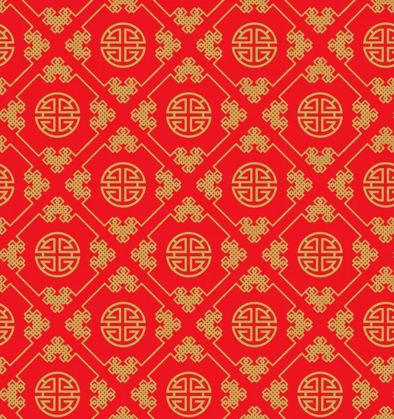 Patrones chinos rojos y dorados, vector — Vector de stock