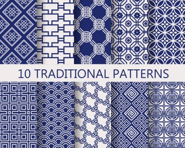 10 different chinese vector patterns