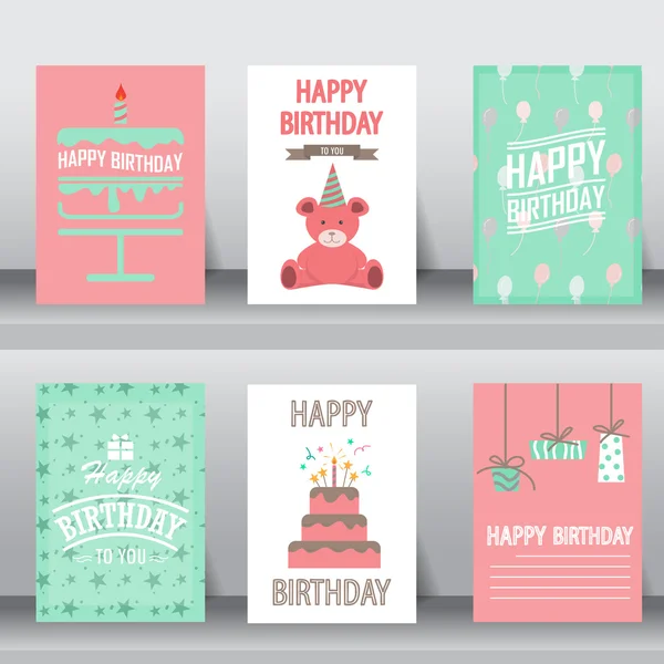 Happy birthday greeting cards — Stock Vector