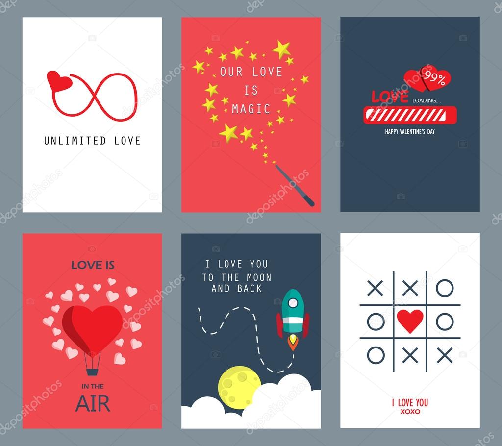 Valentine' s day greeting cards. vector  illustration