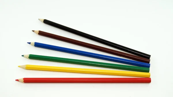 Χρωματιστά μολύβια με βάση το λευκό φόντο — Φωτογραφία Αρχείου