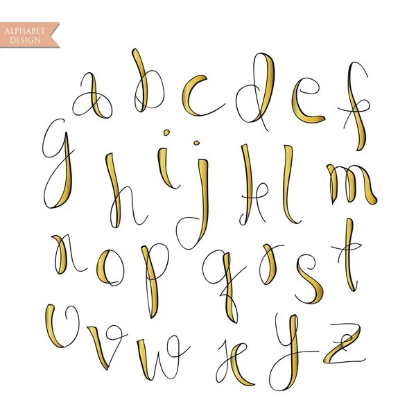 Odyssee kleurrijke inkt Alfabetletters. Hand getekend schriftelijke — Stockvector