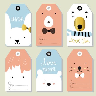 Hafif pembe mavi etiket Satılık yaz ayı ve tavşan