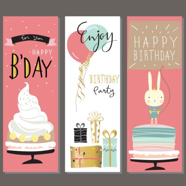 Renkli koleksiyonu ile kek, afiş, el ilanları, posterlerini açmaları için hediye, b