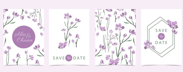Collection Natural Background Set Lavender Editable Vector Illustration Website Invitation — Stock Vector