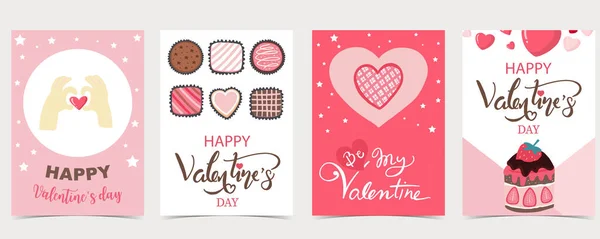 Sammlung Von Valentinstag Hintergrund Set Mit Schokolade — Stockvektor