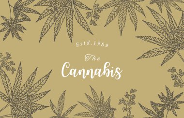 Yeşil içerikli esrar arkaplan koleksiyonu. Web sitesi, davetiye, kartpostal ve çıkartma için düzenlenebilir vektör illüstrasyonu