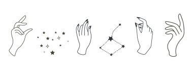 Elle yapılan güzel boho koleksiyonu. Simge, etiket, yazdırılabilir ve dövme için vektör illüstrasyonu