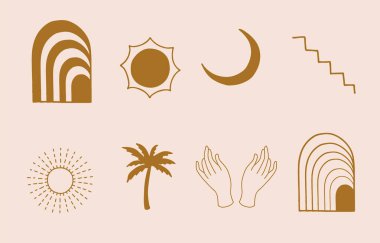 Sun.Web sitesi, etiket, dövme ve simge için düzenlenebilir vektör illüstrasyonu koleksiyonu