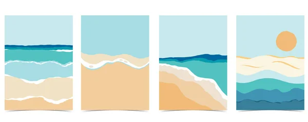 海滩明信片 白天有阳光 大海和天空 — 图库矢量图片