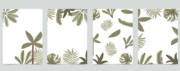 Jungle Collection Fond Avec Feuille Banane Palmier — Image vectorielle