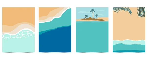 Pocztówka Plażowa Słońcem Morzem Niebem Dzień — Wektor stockowy