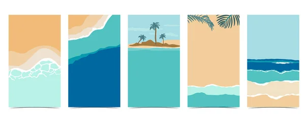 Fondo Playa Para Redes Sociales Con Cielo Arena Sol — Vector de stock