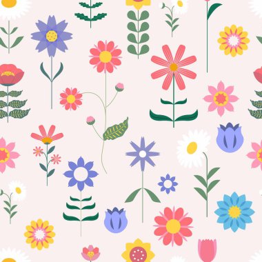 Geometrik çiçek karesi tasarımlı şirin dekorasyon kusursuz desen