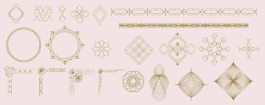 Klasik sanat deco tarzı bölücü çerçeve ve kenar. Soyut Dekoratif Kenarlıklar Ayarlandı