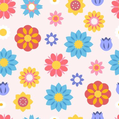 Geometrik çiçek karesi tasarımlı şirin dekorasyon kusursuz desen