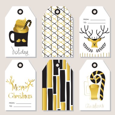 Siyah altın christmas etiketi ile desenli ışık