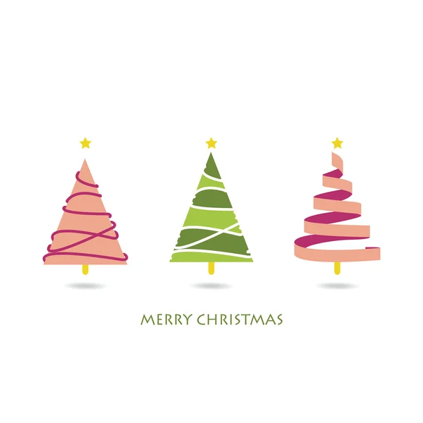 Tarjeta de árbol de navidad verde rosa claro — Vector de stock