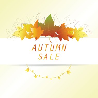 Daire çelenk ile renkli turuncu sarı sonbahar yaprakları