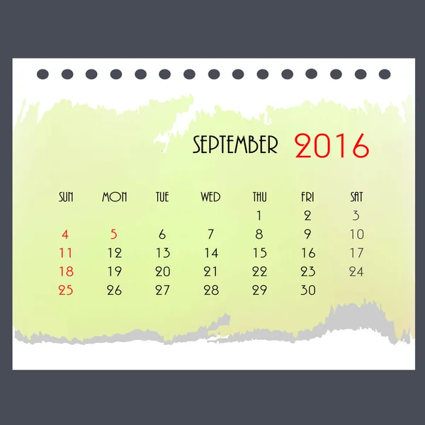 Light yellow calendar on new year 2016 — Stock Vector